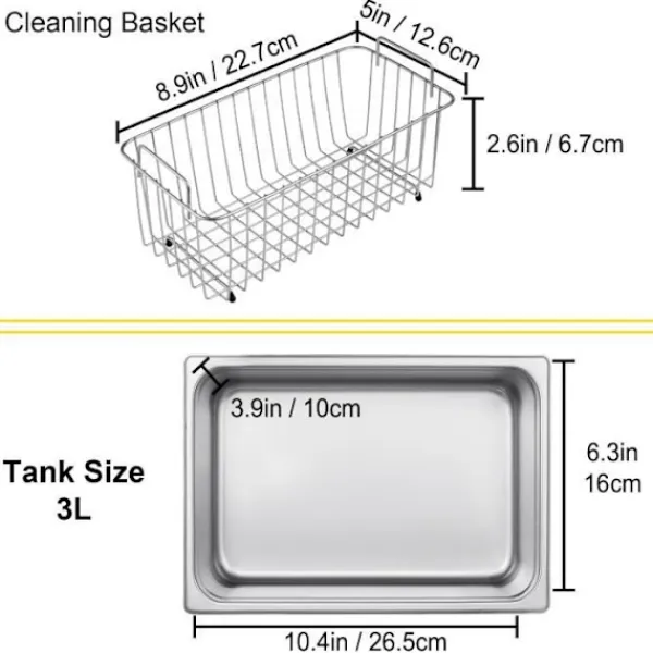 Städmaskiner-VEVOR 3L Professionell ultraljudstvätt - Uppvärmnings ultraljudstvätt med korg