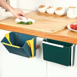 Soptunnor-Väggmonterad hopfällbar soptunna för kök, blå gul