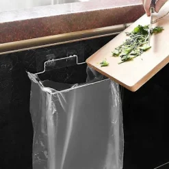 Soptunnor-Väggmonterad skräppåsehållare utan borrning, rostfritt stål, silverfärg, 18,5*14*4cm