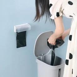 Soptunnor-Väggmonterad slitstark sopsäckshållare i plast, förvaringslåda för kök och badrum, svart