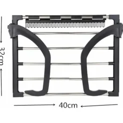 Tvättillbehör-Väggmonterad torkställning i rostfritt stål för element, balkong, svart