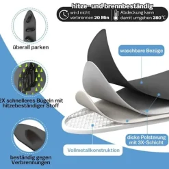 Strykjärn-Väggmonterat Strykbord 92x31cm Väggmonterat Litet utrymme - HÖJDJUSTERING - för Ångstrykjärn/elektriskt - Svart