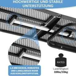 Strykjärn-Väggmonterat Strykbord 92x31cm Väggmonterat Litet utrymme - HÖJDJUSTERING - för Ångstrykjärn/elektriskt - Svart