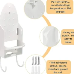 Strykjärn-Väggmonterat Strykbräde med 2 PBT-krokar 13,3 x 29,4 cm