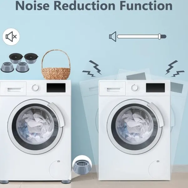 Glad Tvättmaskiner-Vibrationsdämpande fötter för tvättmaskin/torktumlare Grå 4-pack