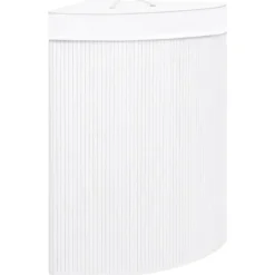 Tvättillbehör-vidaXL Hörntvättkorg Bambu 60 L white