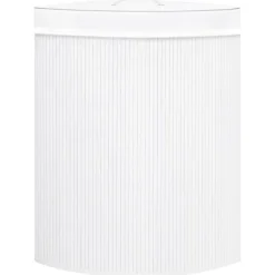 Tvättillbehör-vidaXL Hörntvättkorg Bambu 60 L white