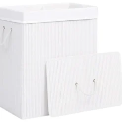 vidaXL Tvättillbehör-Tvättkorg bambu med 2 sektioner 100 L