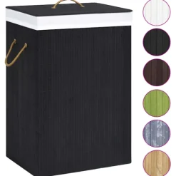 vidaXL Tvättillbehör-Tvättkorg bambu med 1 sektion