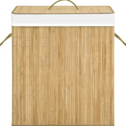 vidaXL Tvättillbehör-Tvättkorg bambu med 2 sektioner 100 L