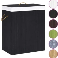 vidaXL Tvättillbehör-Tvättkorg bambu med 1 sektion 83 L