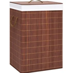 vidaXL Tvättillbehör-Tvättkorg bambu med 2 sektioner 72 L