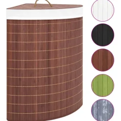 vidaXL Tvättillbehör-Tvättkorg för hörn bambu 60 L