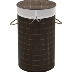 vidaXL Tvättillbehör-Tvättkorg i bambu rund