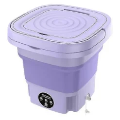 Tvättmaskiner-Vikbar Bärbar Tvättmaskin med Centrifug 8L 220V Mini Automatisk Tvätt för Strumpor Underkläder Lila
