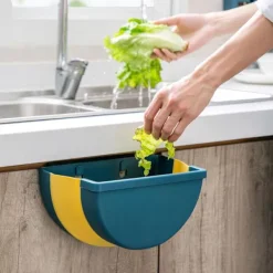 Soptunnor-Vikbar köksavfallshink hängande soptunna behållare avfallskorg för kök badrum mörkblå