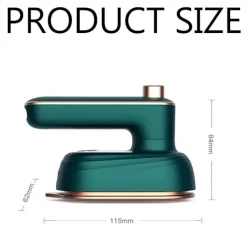 Strykjärn-Vikbar portabel mini hemrese strykjärn, lämplig för lätta tyger, med justerbart handtag i mörkgrönt