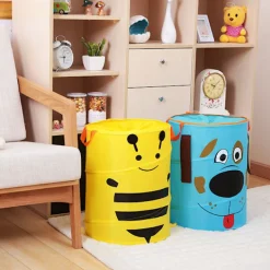 LBSS Tvättillbehör-Vikbar Söt Tecknad Tyg Tvättkorg Stor Organizer Tvättväska Hållare För Hem Ladybug