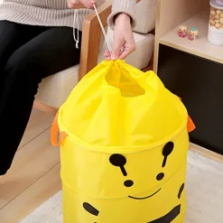 LBSS Tvättillbehör-Vikbar Söt Tecknad Tyg Tvättkorg Stor Organizer Tvättväska Hållare För Hem Ladybug