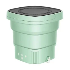 Tvättmaskiner-Vikbar tvättmaskin med torkkorg för kläder, strumpor, underkläder, mini, grön, EU