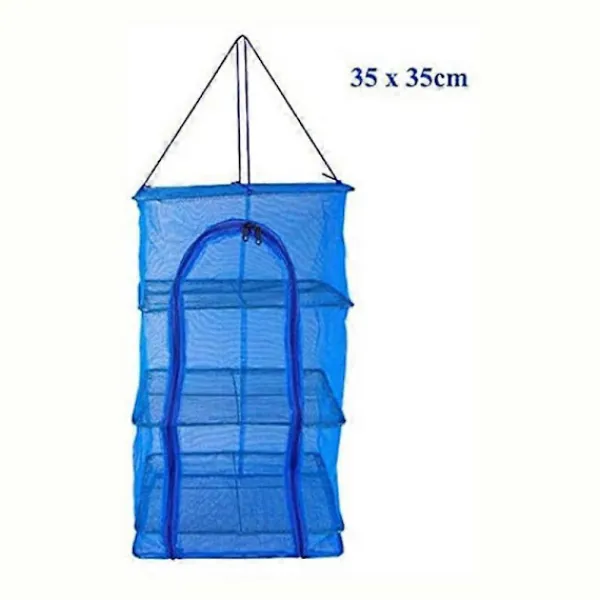 Tvättillbehör-Vikbart 4-lagers torkställ, kompatibelt med grönsaks- och fisknät, hängande torknät, torka mat naturligt