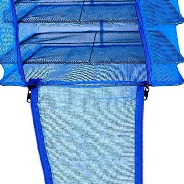 Tvättillbehör-Vikbart 4-lagers torkställ, kompatibelt med grönsaks- och fisknät, hängande torknät, torka mat naturligt