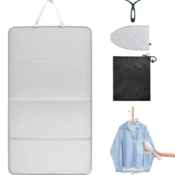 Strykjärn-Vikbart ångstrykjärn med skyddshandske och förvaring, bärbar pressmatta för borttagning av rynkor på kostymer och skjortor, Rese