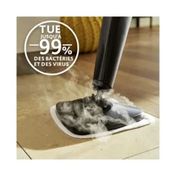 VILEDA Ångtvättar-168917 Steam Plus 3.0 elektrisk ångmopp med 2x microfiber ersättningstampar, rengöring av mattor