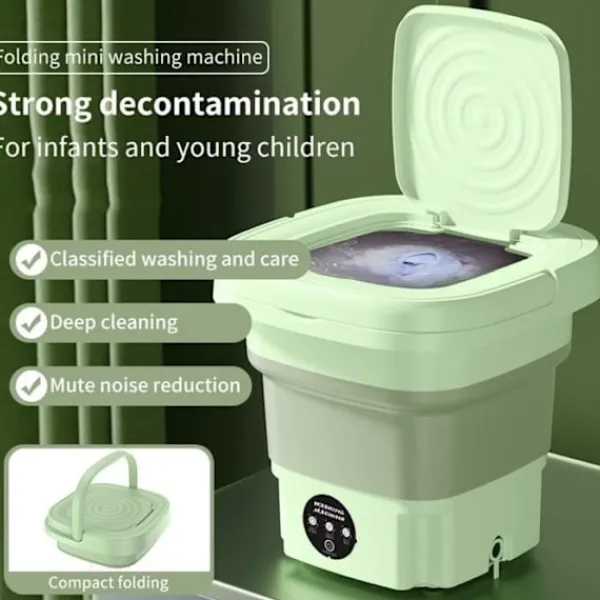 Generic Tvättmaskiner-(Violett) Mini Tvättmaskin - WIRLSWEAL - Vikbar Modell - 8L - Portabel - Blått Ljus Sterilisering