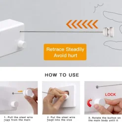 Tvättillbehör-Vit hopfällbar tvättlina för inomhus- och utomhusbruk - Tung