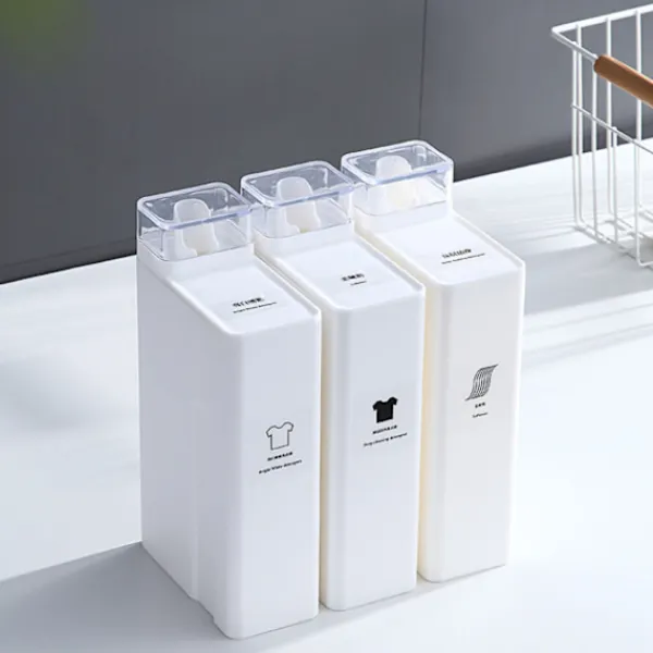 Tvättillbehör-Vit tvättmedelsbehållare för tvättmedel 1000ml 1st