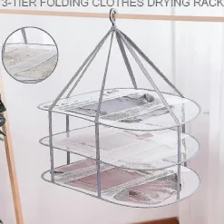 Unbranded Tvättillbehör-3-vånings torkställning för tröjor, hängande klädtork, tvättnätstorkställning, hopfällbar [D]