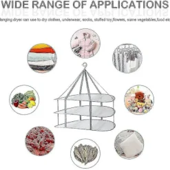 Unbranded Tvättillbehör-3-vånings torkställning för tröjor, hängande klädtork, tvättnätstorkställning, hopfällbar [D]