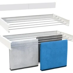 Tvättillbehör-Vonia Väggtorkställning - Infällbar - Klädtorkställning för Inomhus- och Utomhusbruk - Väggmonterad Torkställning för Vägg - 80 x 40 cm - Vit