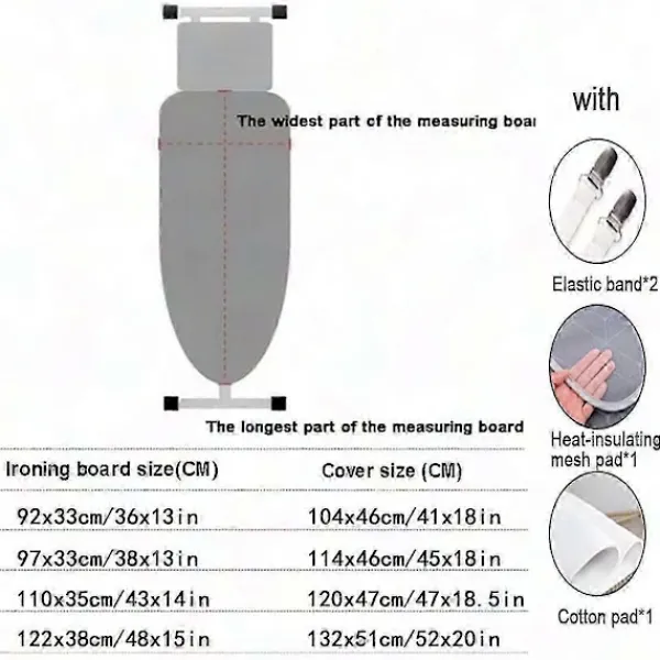 Strykjärn-Värmebeständigt Strykbrädeöverdrag - Svart