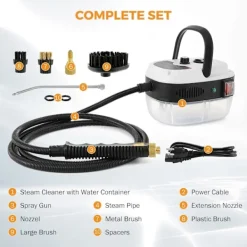 Ångtvättar-2500W bilsteamer för bildetaljering Högtrycks handhållen ångrengörare med vattentank Bärbar elektrisk ångrengöringsmaskin H