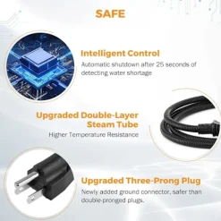 Ångtvättar-2500W bilsteamer för bildetaljering Högtrycks handhållen ångrengörare med vattentank Bärbar elektrisk ångrengöringsmaskin H