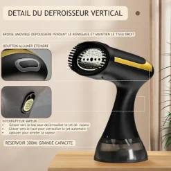 Ångtvättar-1500W Handhållen Ångare - Kraftfull Ånga på 20 Sekunder - 300ml Tank - Portabel och Resevänlig