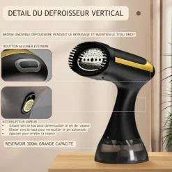 Ångtvättar-1500W Handhållen Ångare - Kraftfull Ånga på 20 Sekunder - 300ml Tank - Portabel och Resevänlig