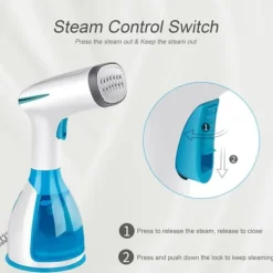 Ångtvättar-1500W Handhållen Ångare för Kläder och Tyger, 280ml, Portabelt Ångstrykjärn, Skrynkelborttagare, 15 Sekunders Snabb Uppvärmning