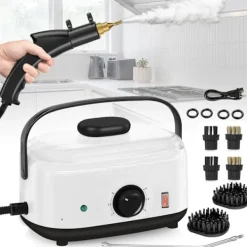 Ångtvättar-2500W Handhållen ångrengörare, 1500 ml högtrycksångare för rengöring, multifunktionell bärbar ångrengöring för hemmet (svart-1500 ml
