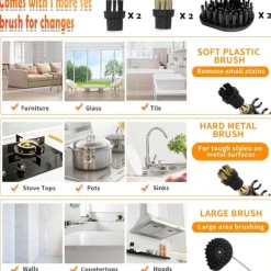 Ångtvättar-2500W Handhållen ångrengörare, 1500 ml högtrycksångare för rengöring, multifunktionell bärbar ångrengöring för hemmet (svart-1500 ml