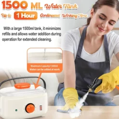 Ångtvättar-2500W Handhållen ångrengörare, 1500 ml högtrycksångare för rengöring, multifunktionell bärbar ångrengöring för hemmabruk, ångrengörare för