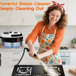 Ångtvättar-2500W Handhållen Ångrengörare – Tryckångare med 3 Borsthuvuden, 6 Nivåer, 1000ml Vattentank