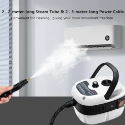 Ångtvättar-2500W Handhållen Ångrengörare – Tryckångare med 3 Borsthuvuden, 6 Nivåer, 1000ml Vattentank