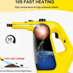 Ångtvättar-1400W Handhållen ångrengörare för hemmet, påfyllning av vatten under användning, ångrengörare med högt tryck för rengöring av klädsel, Dee