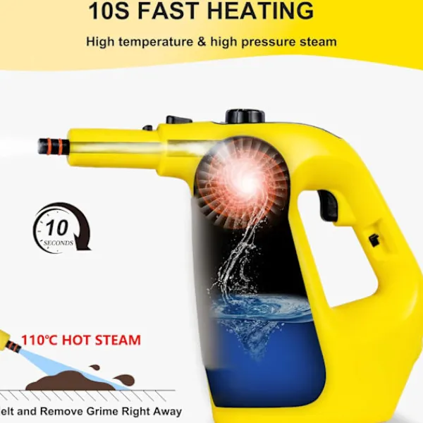 Ångtvättar-1400W Handhållen ångrengörare för hemmet, påfyllning av vatten under användning, ångrengörare med högt tryck för rengöring av klädsel, Dee