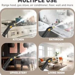 Ångtvättar-2500W Handhållen ångrengörare för rengöring, 1000ML högtrycksångrengörare för klädsel, djuprengöring av golv, mattor, kakel, linoleum, arbete