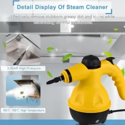Ångtvättar-1050W Handhållen Ångrengörare, Ångare för Rengöring, 10S Snabb Uppvärmning Högtrycks Portabel Ångrengörare