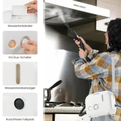 Northix Ångtvättar-1500W handhållen ångtvätt, 3 bars tryck, 1L tank